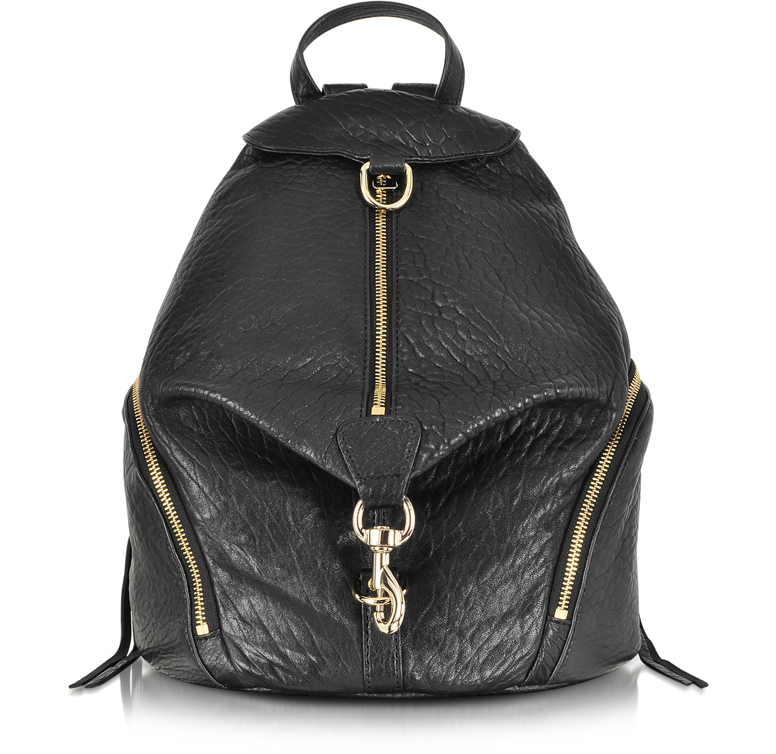 Rebecca Minkoff Black Pebbled Leather Julian Backpack at FORZIERI