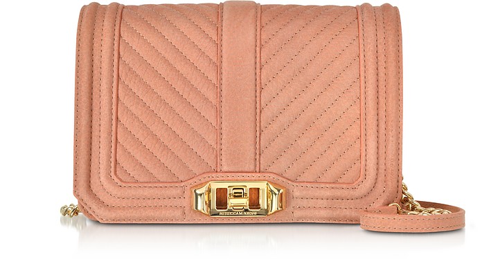 Small Dusty Peach Quilted Leather Love Crossbody Bag - Rebecca Minkoff