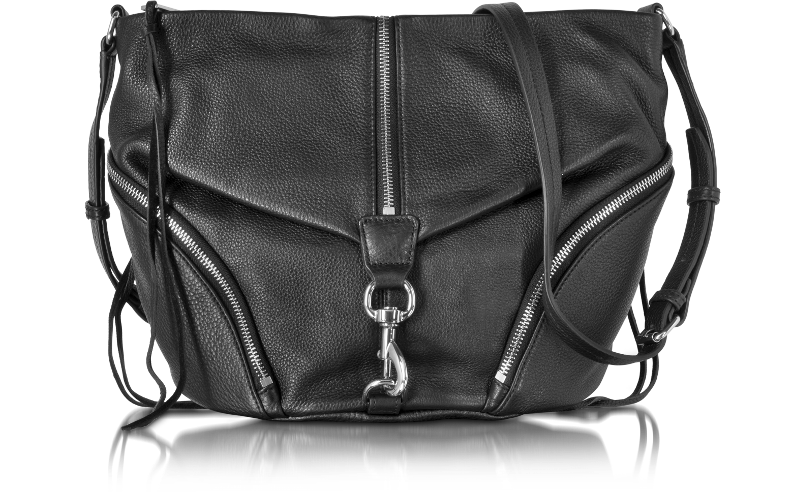 Rebecca Minkoff Black Pebbled Cowhide Leather Julian Messenger Bag