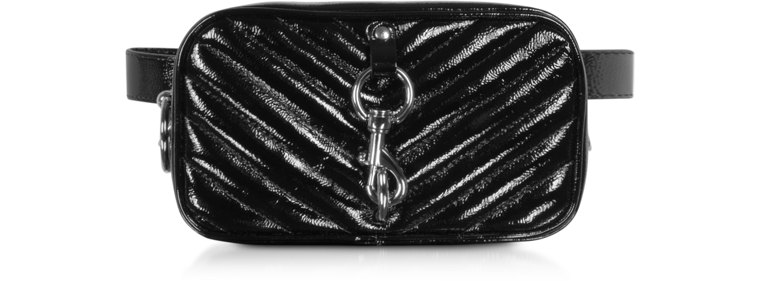 Saint Laurent Black Quilted Logo Detail Leather Belt Bag