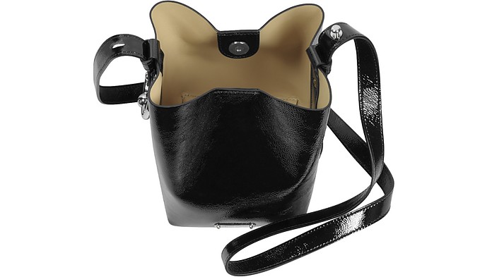 Rebecca Minkoff Black Naplack Leather Mini Kate Bucket Bag at FORZIERI
