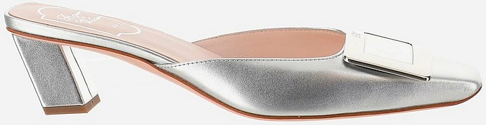 Silver Laminated Leather Mules - Roger Vivier