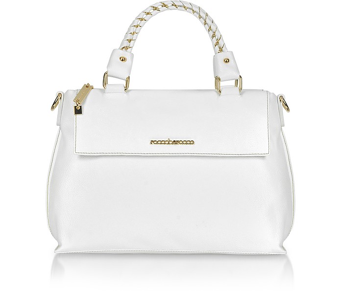 Roccobarocco White Emilie - Medium Zippered Tote at FORZIERI
