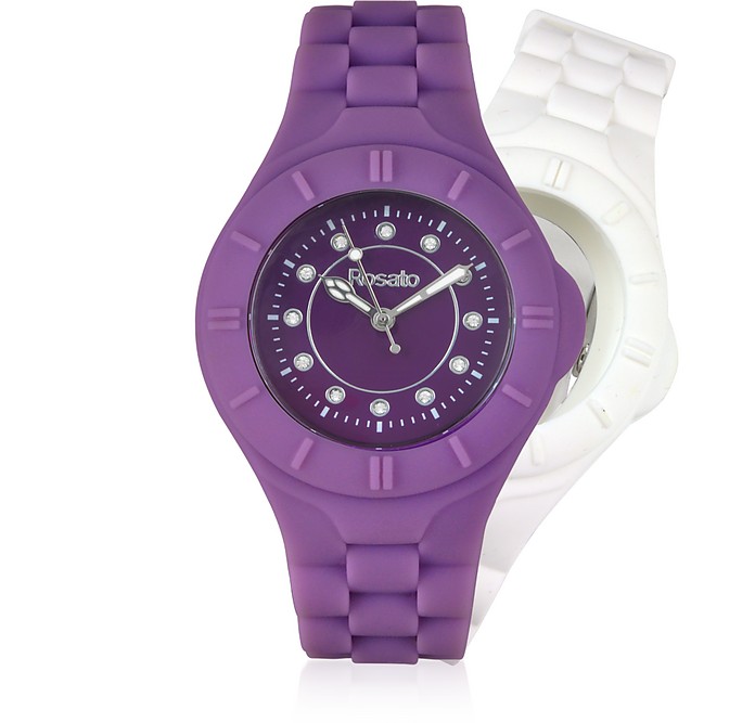 Pop The Clock Silicone Women's Watch w/Interchangeable Withe Strap - Rosato