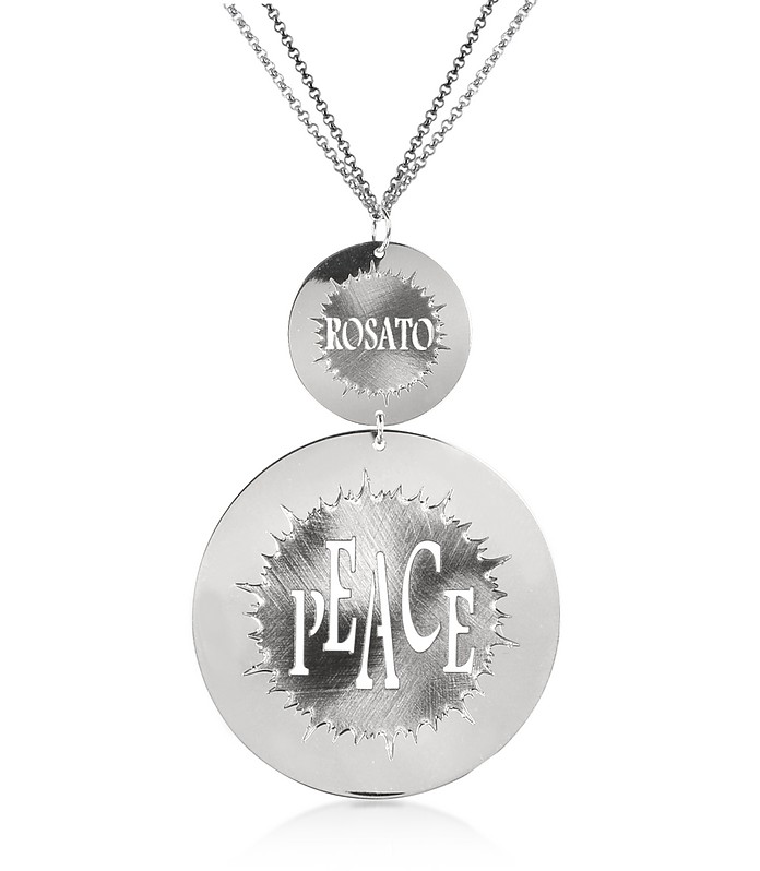 Sterling Silver Peace & Signature Charm Long Necklace - Rosato