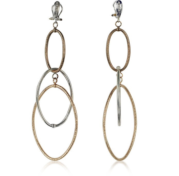 Rose Gold Plated Sterling Silver Soffio Long Earrings - Rosato / U[g