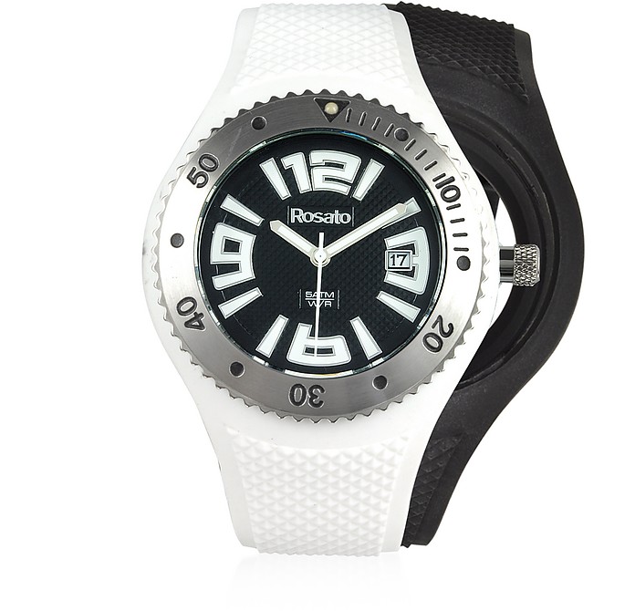 Pop The Clock Silicone Men's Watch w/Interchangeable Black Strap - Rosato