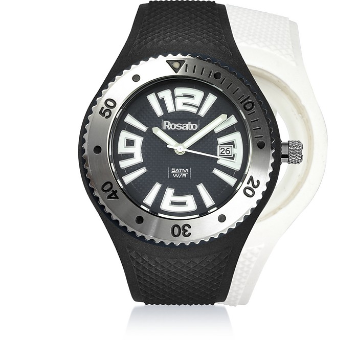Pop The Clock Silicone Men's Watch w/Interchangeable White Strap - Rosato