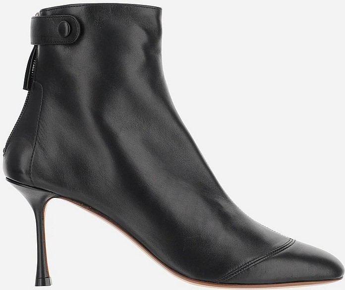 Black Nappa Lether High Heel Ankle Booties - Francesco Russo