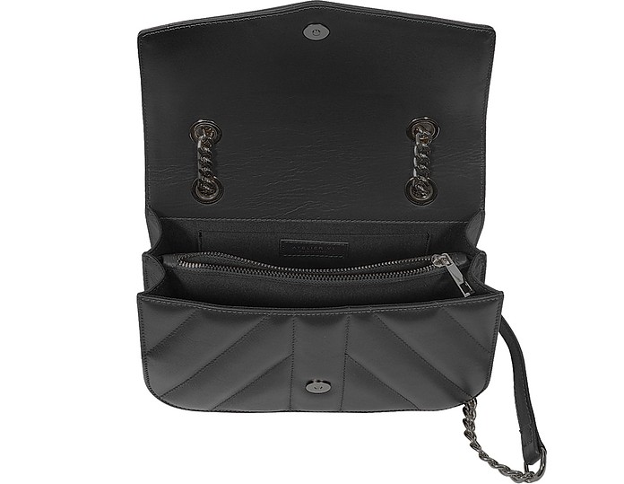 Shop Atelier V1 Designer Handbags Arcadia Quilted Leather Shoulder Bag In Noir / Noir 