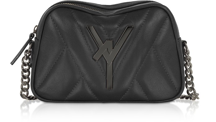 Shop Atelier V1 Designer Handbags Attica Quilted Leather Camera Bag In Noir / Noir 