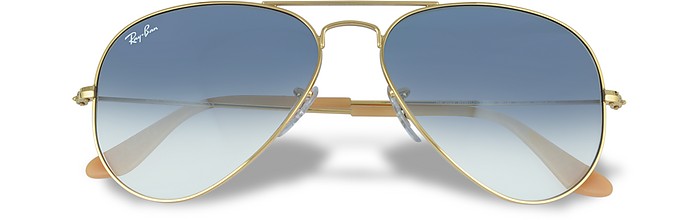 Ray Ban Ray-ban Unisex Classic Aviator Sunglasses, 62mm In Gold/gradient Blue