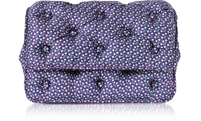 Turtles Printed Violet Satin Silk Carmen Shoulder Bag - Benedetta Bruzziches