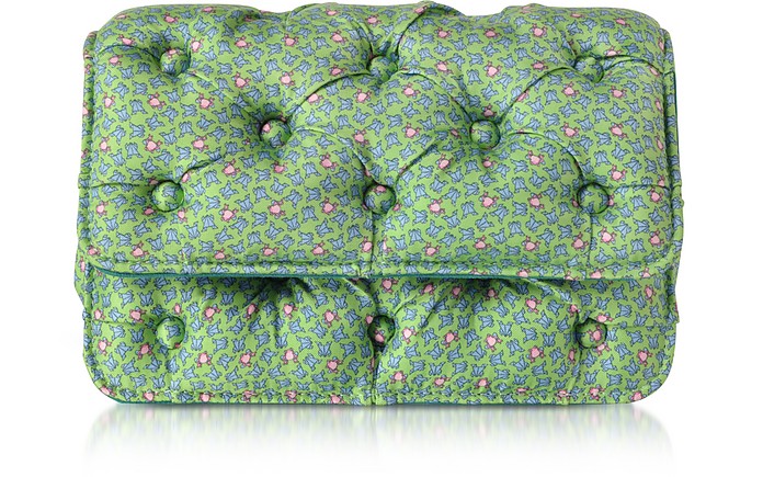 Frogs Printed Green Satin Silk Carmen Shoulder Bag - Benedetta Bruzziches