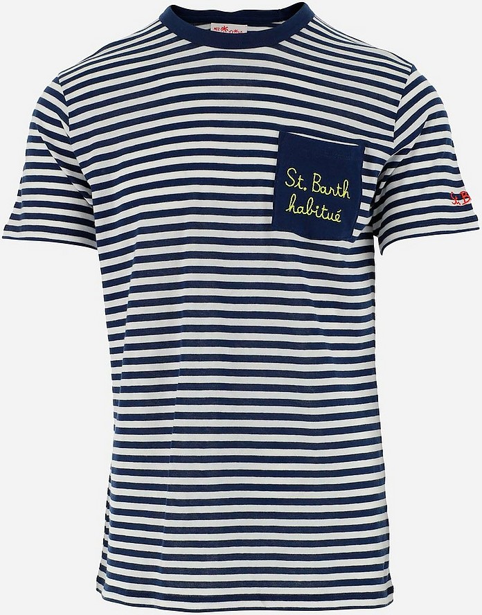 Striped Cotton Men's Shortsleeves T-shirt - Saint Barth Mc2