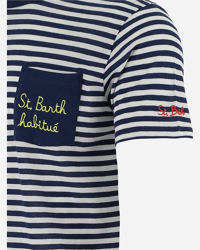 Saint Barth Mc2 Striped Cotton Men's Shortsleeves T-shirt XXL at FORZIERI