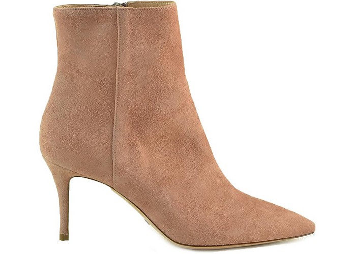 Antique Pink Suede Pointy Booties - Sebastian