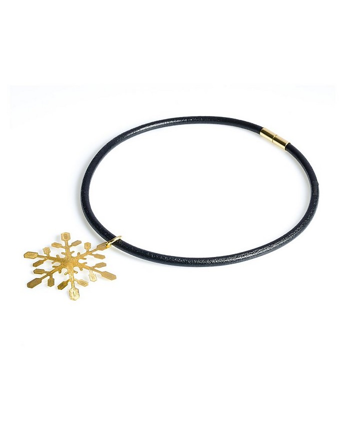 Snow Etched Golden Silver Necklace - Stefano Patriarchi