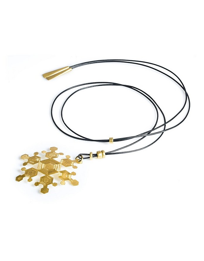 Frost Etched Golden Silver Long Necklace - Stefano Patriarchi