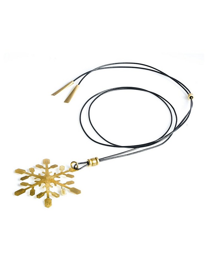 Snow Etched Golden Silver Long Necklace - Stefano Patriarchi