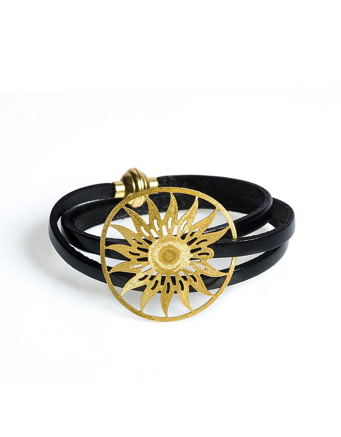 Sun Etched Golden Silver Wrap Bracelet - Stefano Patriarchi / Xet@m pgAL