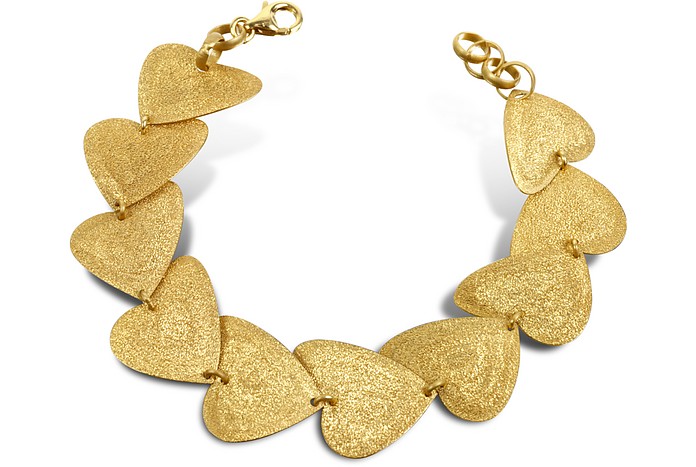 Etched Golden Silver Heart Link Bracelet  - Stefano Patriarchi