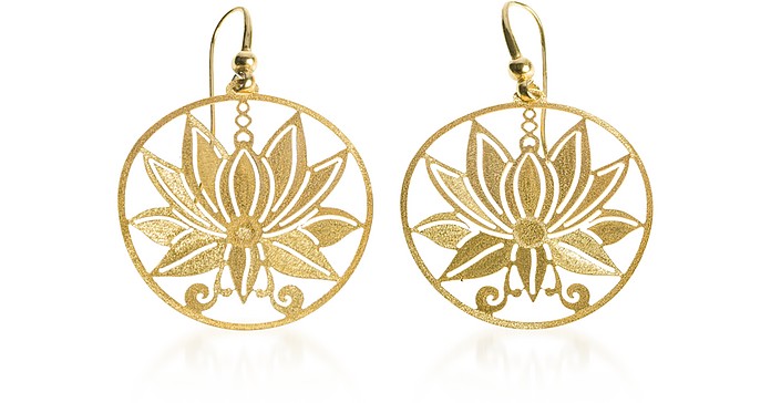 Etched Golden Silver Small Loto Earrings - Stefano Patriarchi