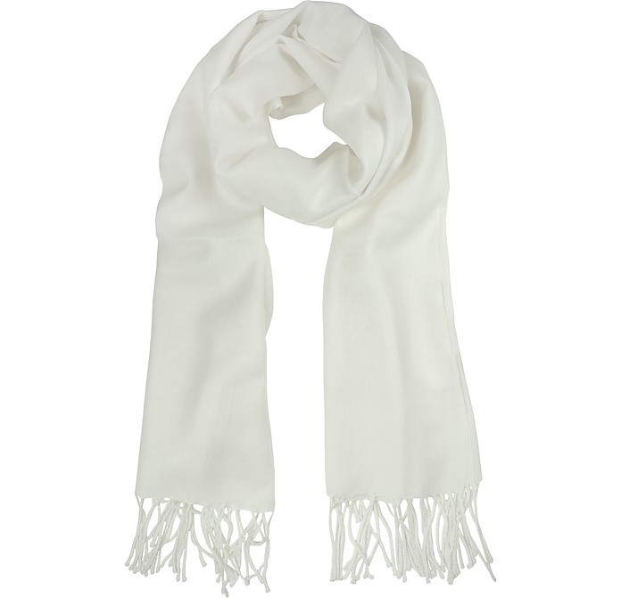 White Wool and Cashmere Stole - Mila Schon