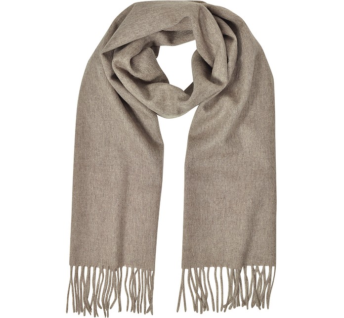 Cashmere and Wool Brown Fringed Long Scarf - Mila Schon / ~ V[