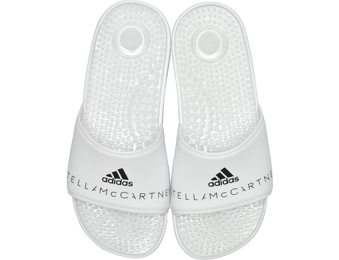 Adissage White Slide Pool Sandals - Adidas Stella McCartney