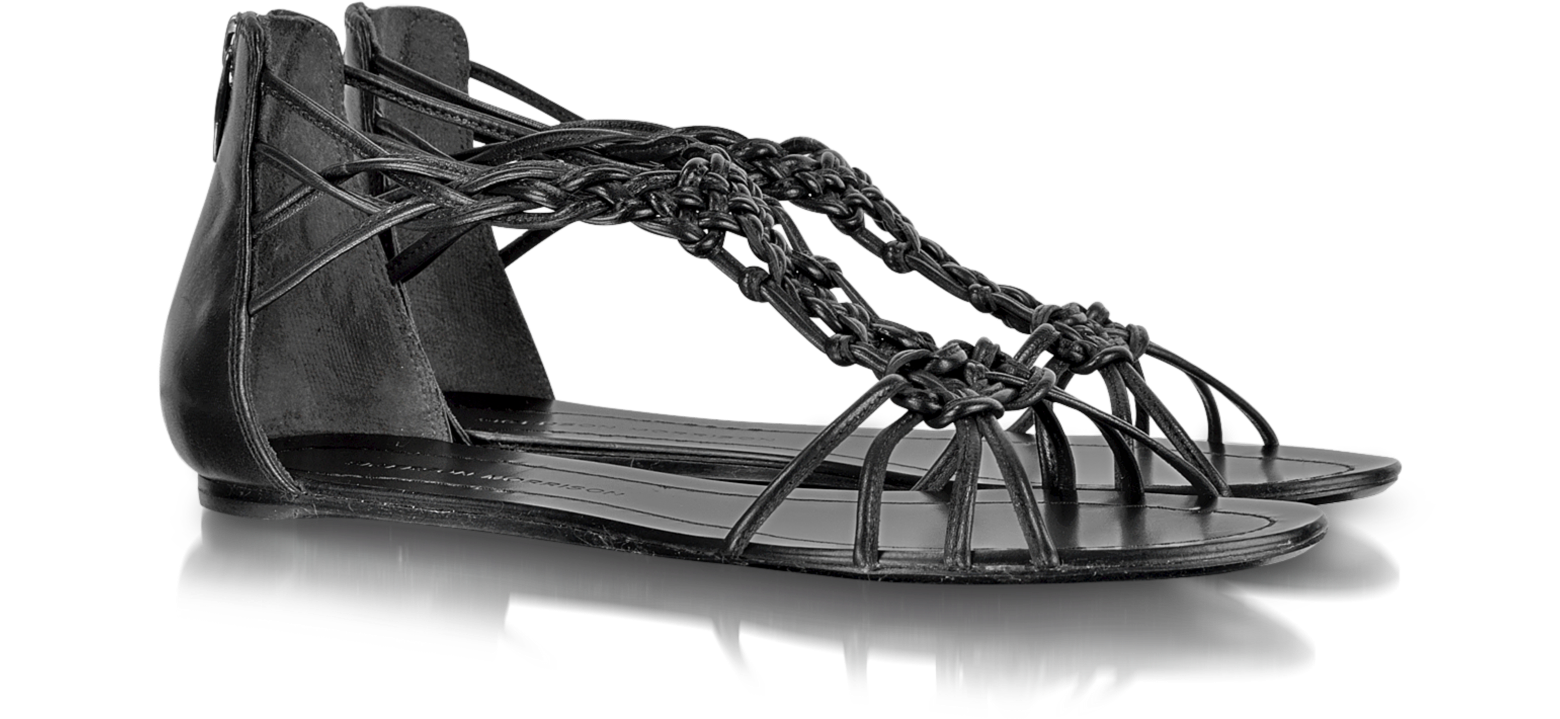 Sigerson Morrison Rafee Black Leather Flat Sandal 6 (6 US | 3.5 UK | 36 ...