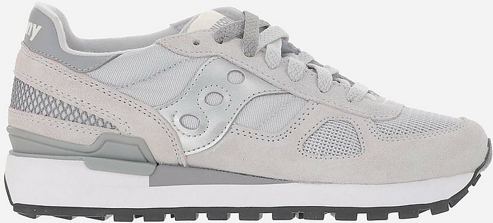 Pearl Gray Tecno-Fabric and Leather Sneakers - Saucony