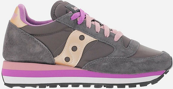 Dark Gray/Purple Leather and Nylon Sneakers - Saucony