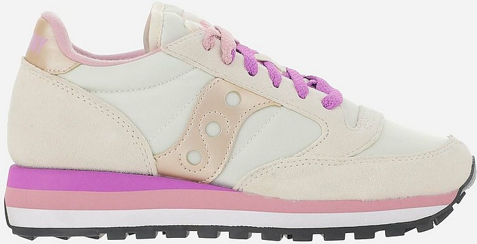 Cream/Pink Nylon and Leather Sneakers - Saucony