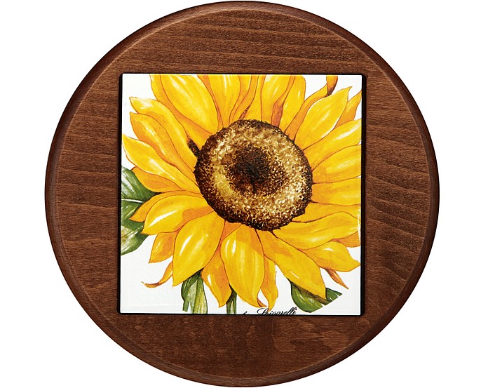 Sunflower Ceramic and Wood Trivet - Spigarelli
