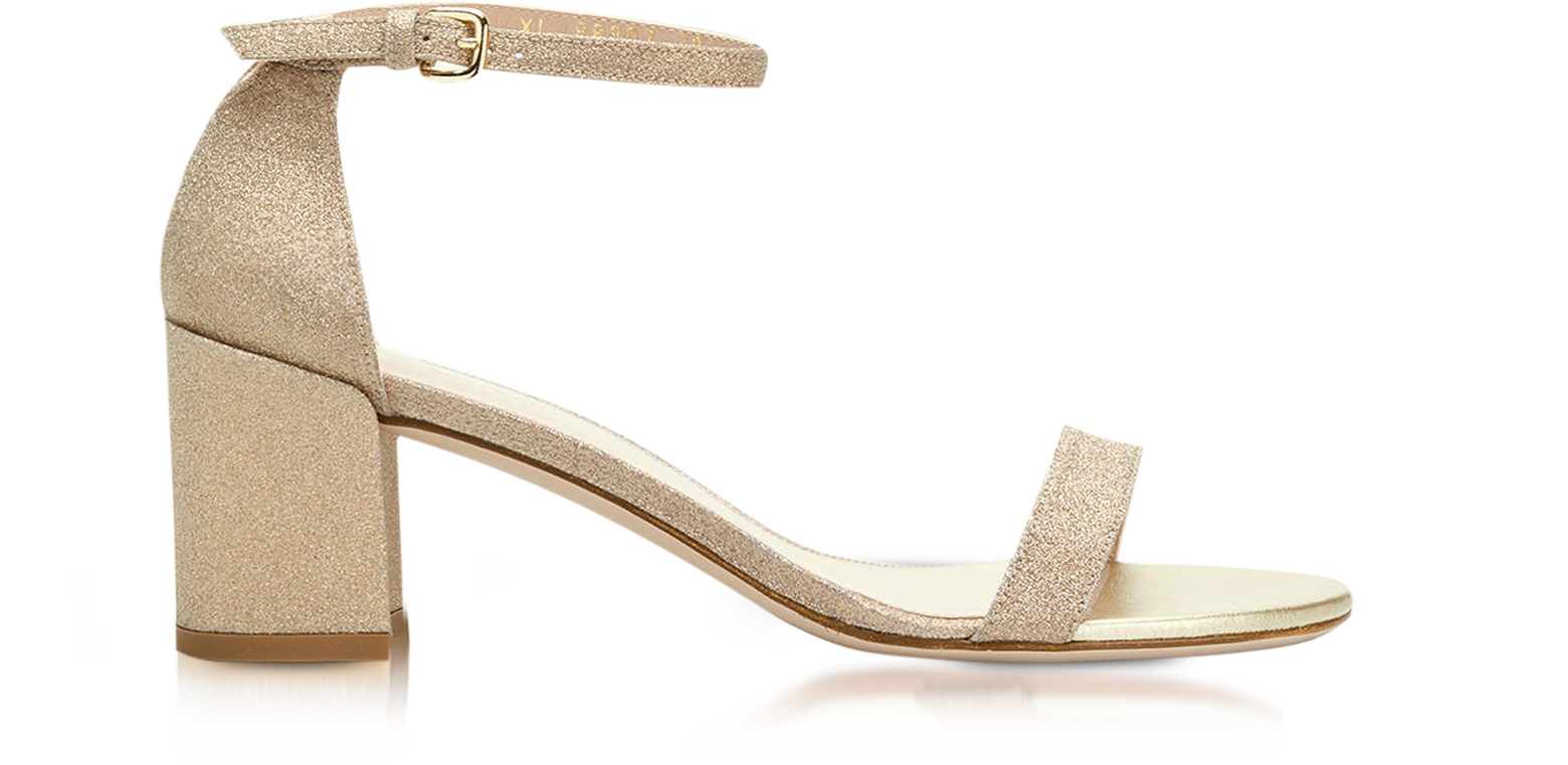 stuart weitzman simple metallic block heel sandals