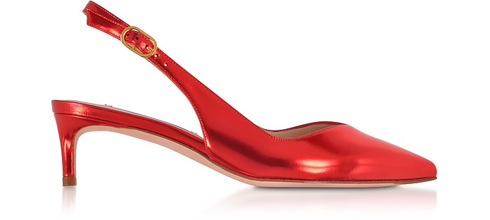 Edith Metallic Red Leather Slingback Shoes - Stuart Weitzman