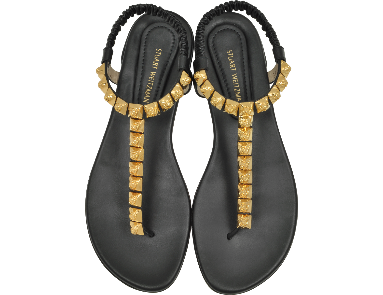 Stuart Weitzman Black LeatherThe Esme Flat Sandals 35 IT/EU at FORZIERI