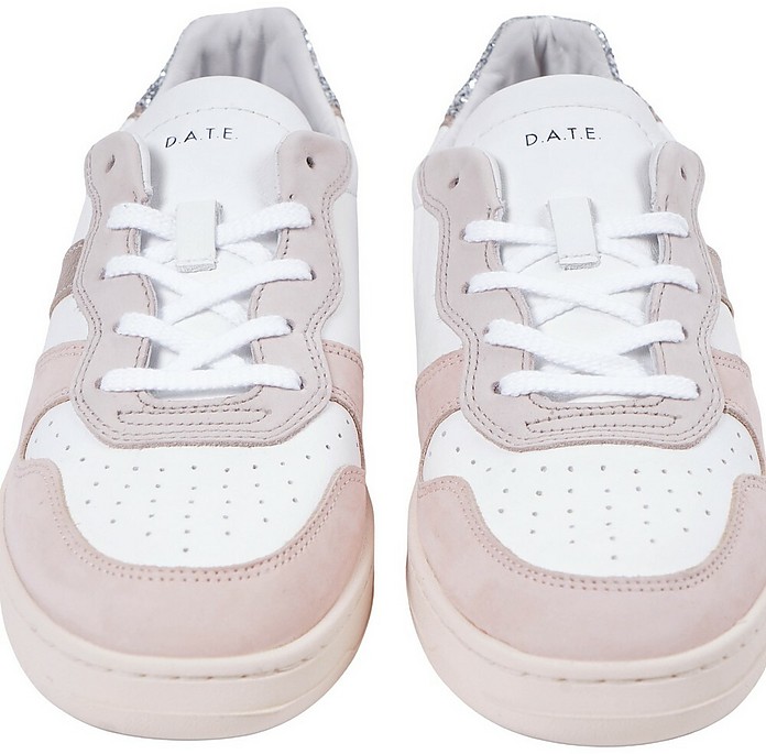 Court 2.0 Vintage Calf White/Pink Leather Sneakers - D.A.T.E.