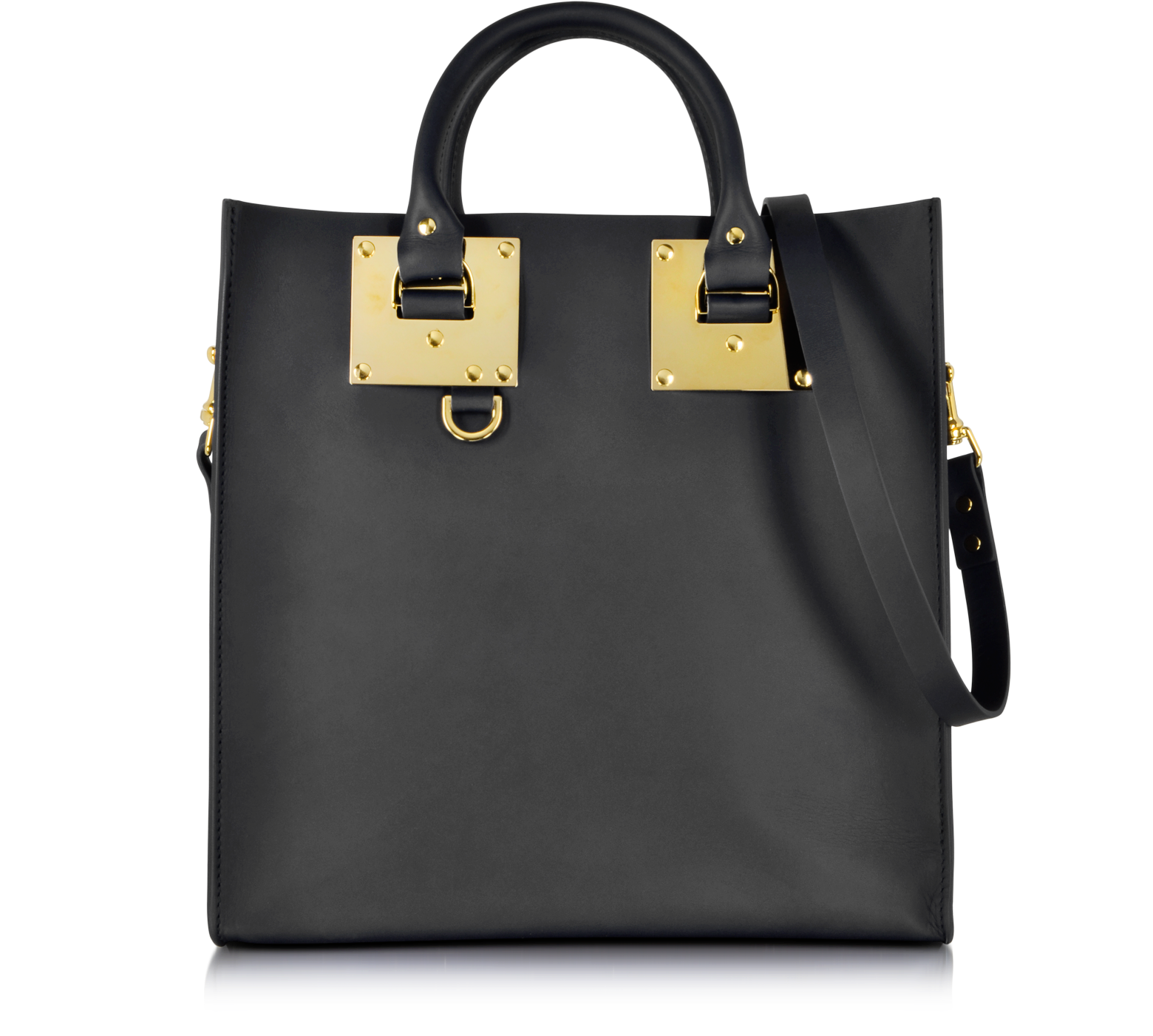 Sophie Hulme Black Large Leather Square Tote at FORZIERI