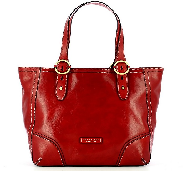 Red Leather Shopping Bag - The Bridge