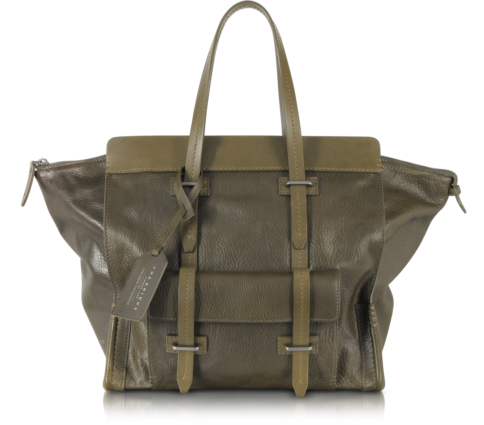 The Bridge Olive Green Leather Tote at FORZIERI