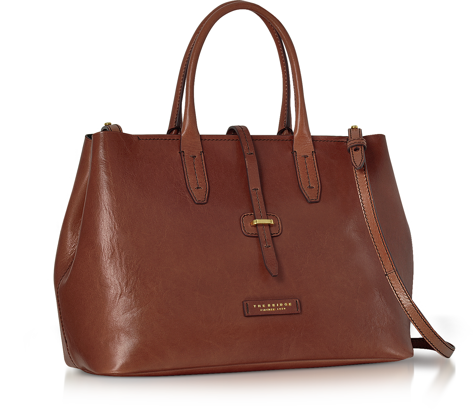 The Bridge Large Leather Tote Bag W/Shoulder Strap In Brown | ModeSens