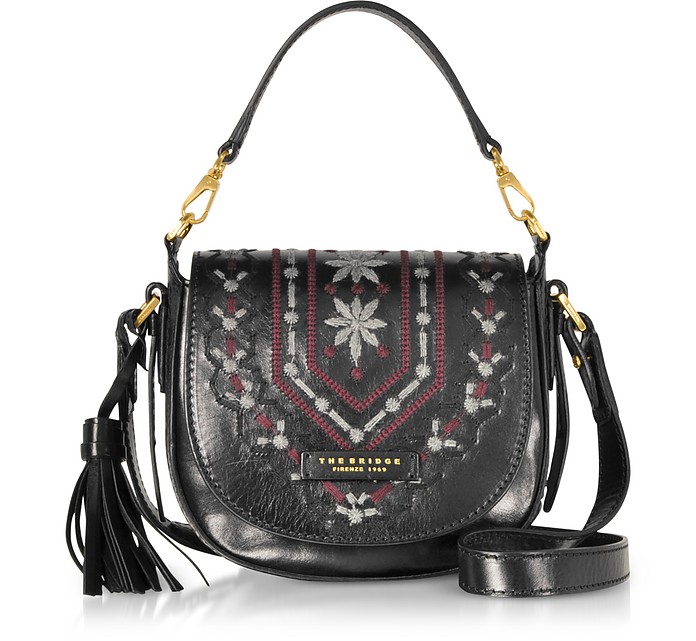 The Bridge FIESOLE EMBROIDERED LEATHER SHOULDER BAG