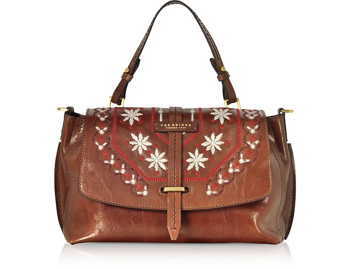 The Bridge FIESOLE EMBROIDERED LEATHER SATCHEL BAG