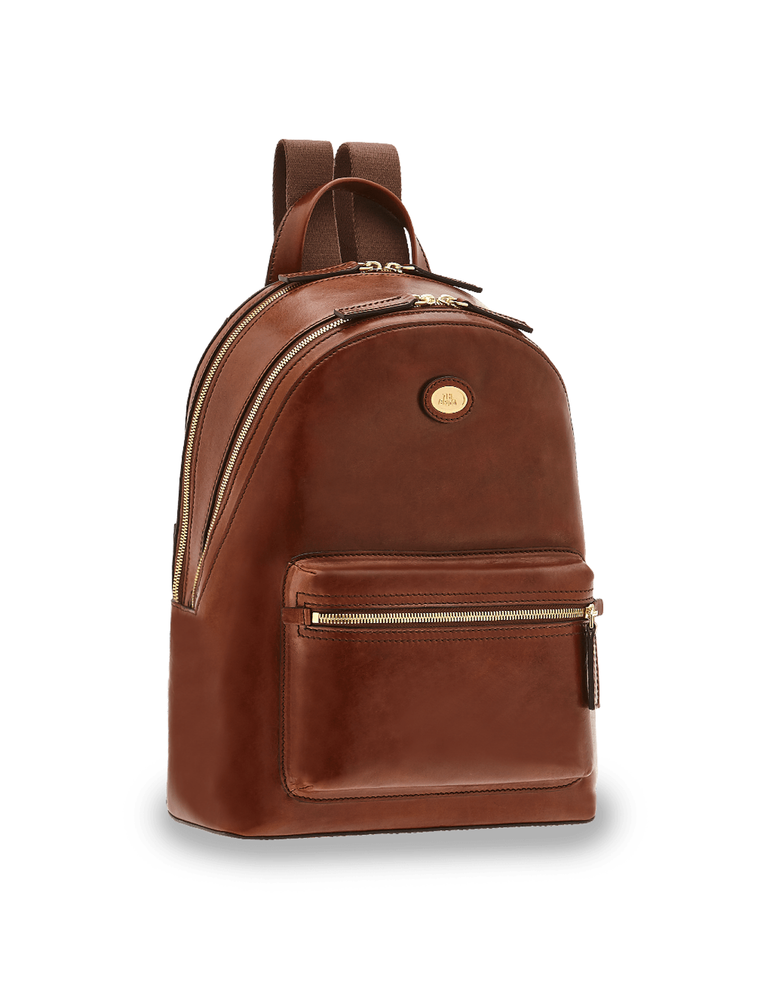The Bridge braun Story Uomo Genuine Leather Backpack w/two Zip Compartments  - FORZIERI