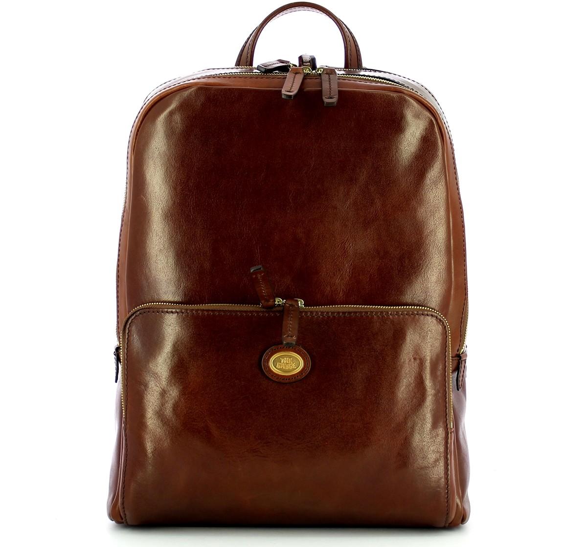 The Bridge Brown Leather 2 Zip Story Uomo Backpack at FORZIERI