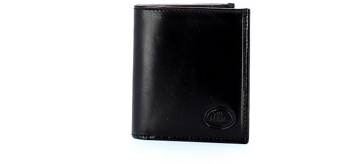 Story Uomo Black Leather Small Vertical Wallet - The Bridge