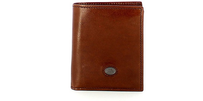 Brown Leather Bi-Fold Wallet w/Coin Pocket & ID Window - The Bridge