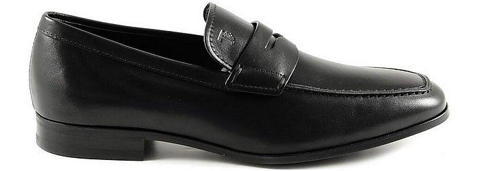 Black Leather Men's Loafer Shoes - Tod's
